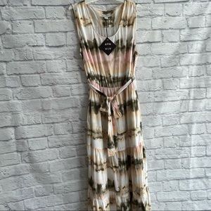 AVA & VIV PINK RUFFLE HEM TIE WAIST MAXI DRESS 1X